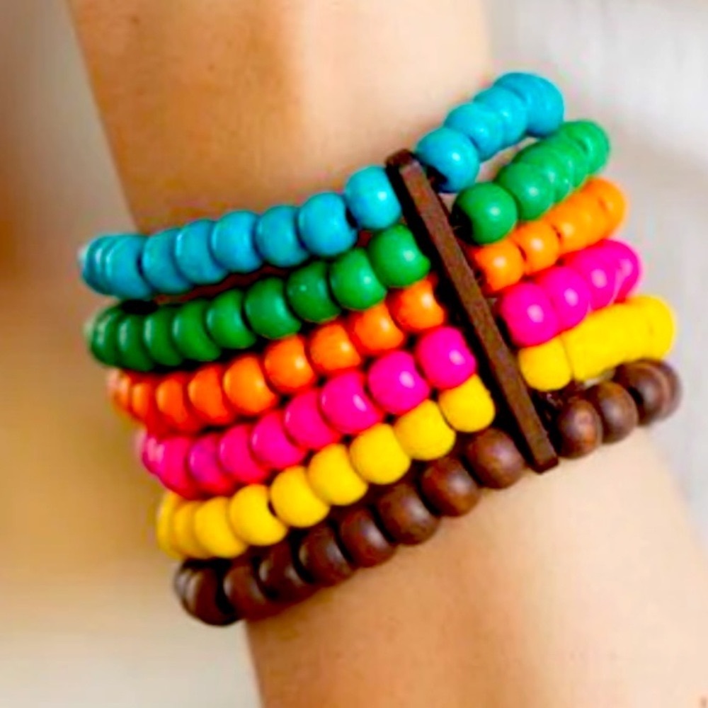 🧜🏻♀️🟠🧜🏼♂️ “DIVING IN MALDIVES” MULTI BRACELET ~ PAPARAZZI❗️🧜🏼♂️ REAL WOOD❗️ - Picture 3 of 5